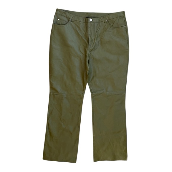 Vintage MetroStyle 100% Leather Green Pants Size 14 - Picture 1 of 6